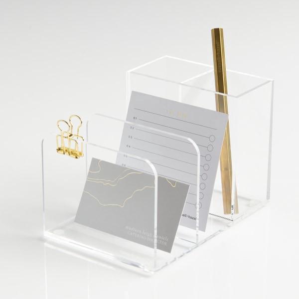 slide 2 of 3, Russell & Hazel Acrylic Desktop Organizer, 4""H X 6""W X 4""D, Clear, 1 ct