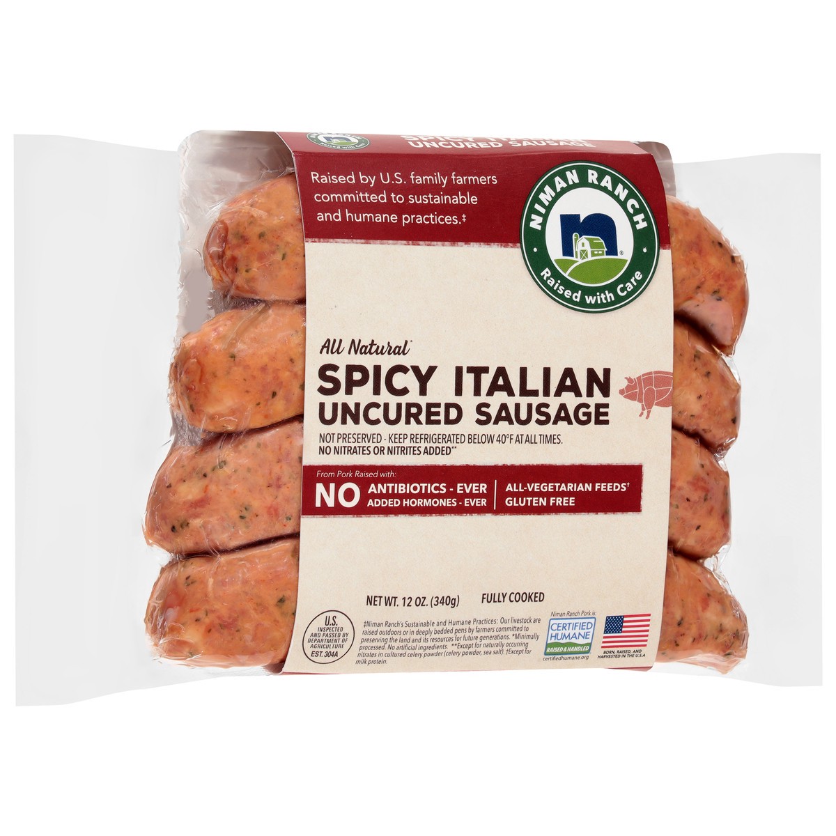 slide 11 of 15, Niman Ranch All Natural Uncured Spicy Italian Sausage 12 oz, 12 oz