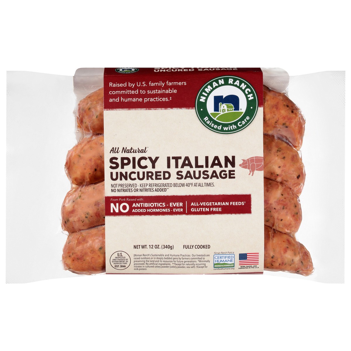 slide 10 of 15, Niman Ranch All Natural Uncured Spicy Italian Sausage 12 oz, 12 oz