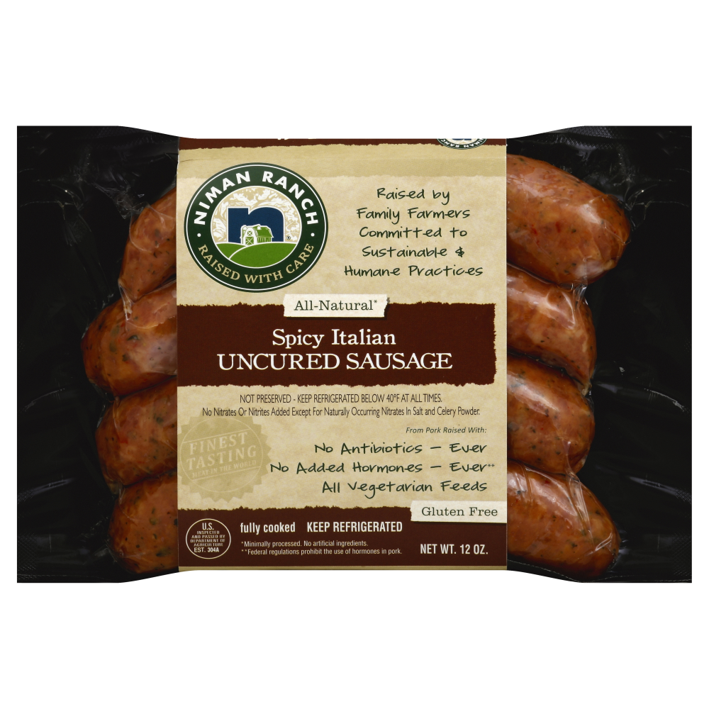 slide 1 of 1, Niman Ranch Sausage Italian Spicy, 12 oz