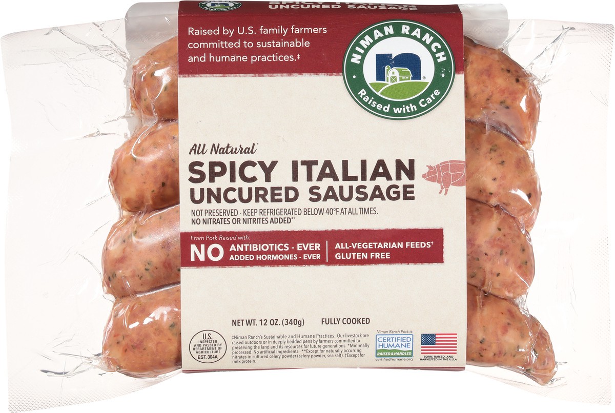 slide 2 of 15, Niman Ranch All Natural Uncured Spicy Italian Sausage 12 oz, 12 oz