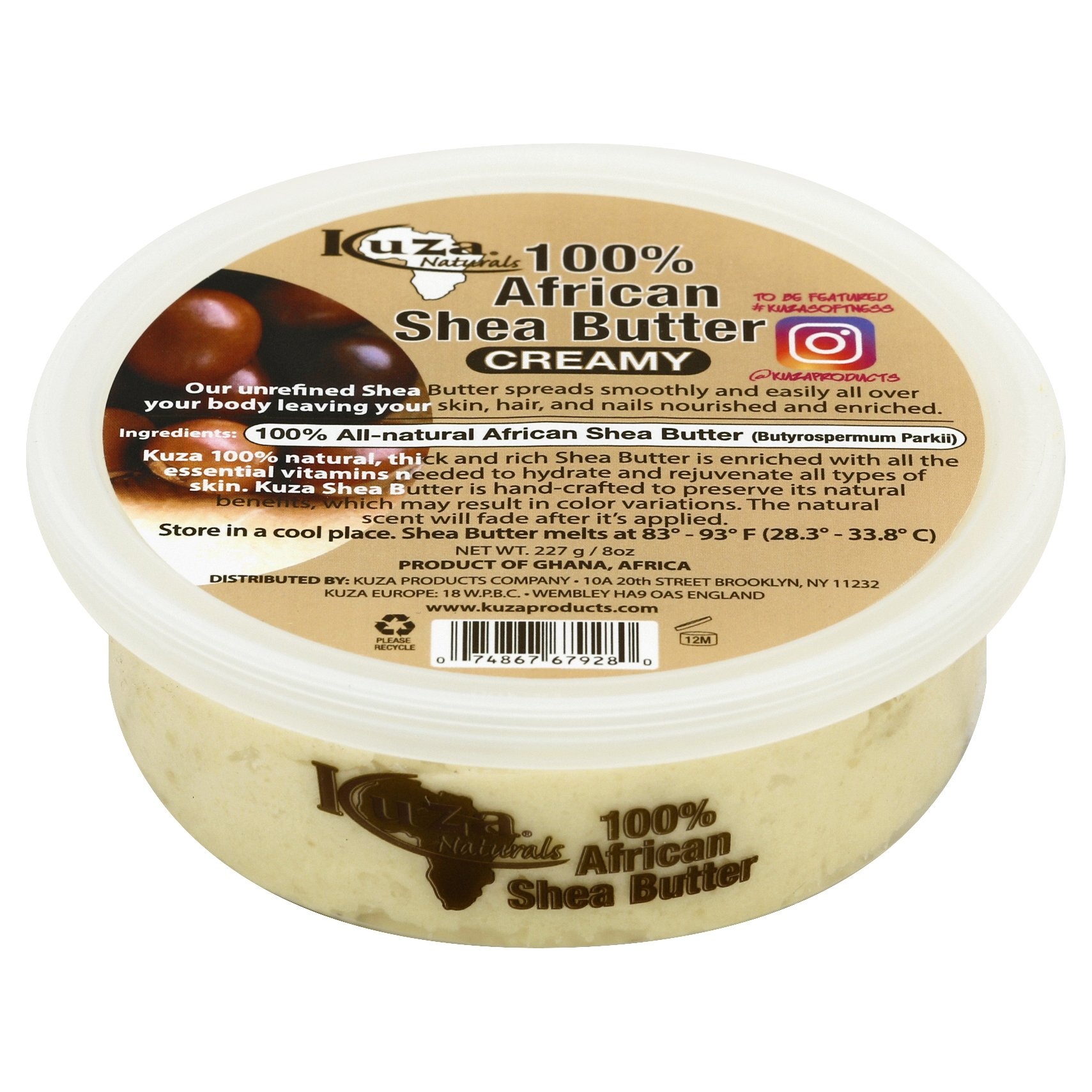 slide 1 of 1, Kuza 100% African Shea Butter Creamy, 8 oz