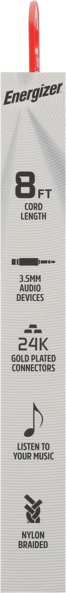 slide 9 of 11, Energizer 8 FT 3.5 MM Braided Cord Audio Cable 1 ea, 1 ct