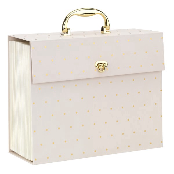 slide 2 of 3, Office Depot® Brand Paper Expanding Case File, 19 Pockets, Letter Paper Size, Pink/Gold Dots, 1 ct