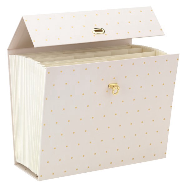 slide 3 of 3, Office Depot® Brand Paper Expanding Case File, 19 Pockets, Letter Paper Size, Pink/Gold Dots, 1 ct
