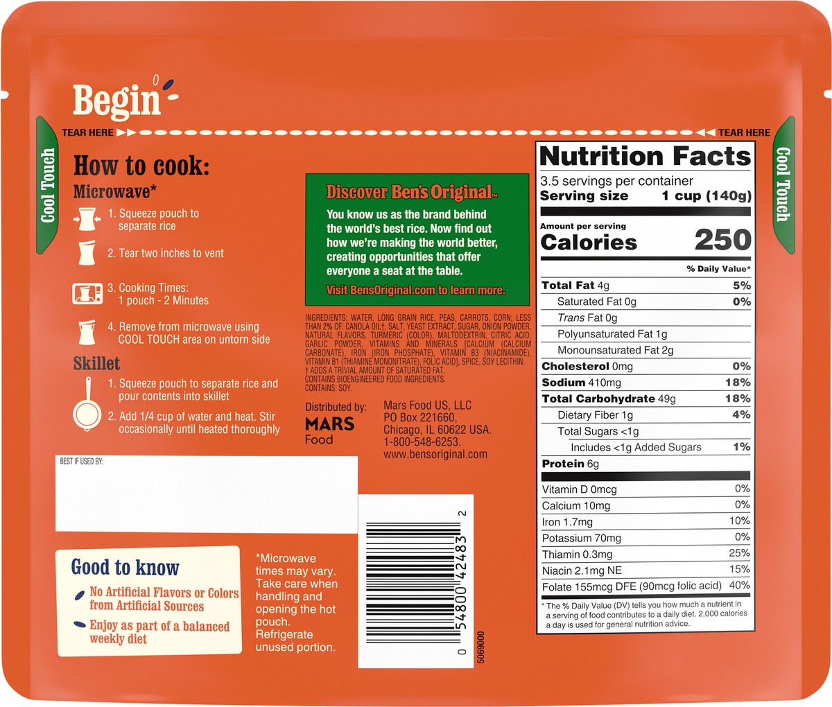 slide 7 of 8, BENS ORIGINAL READY RICE Garden Vegetable Family Size, 17.3 oz