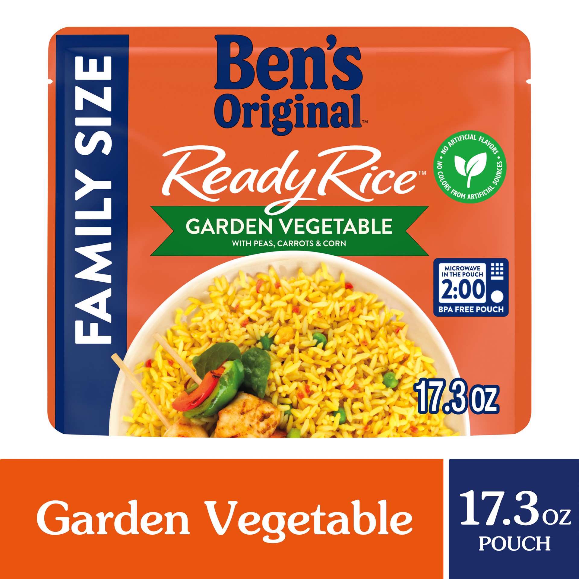 slide 1 of 8, BENS ORIGINAL READY RICE Garden Vegetable Family Size, 17.3 oz