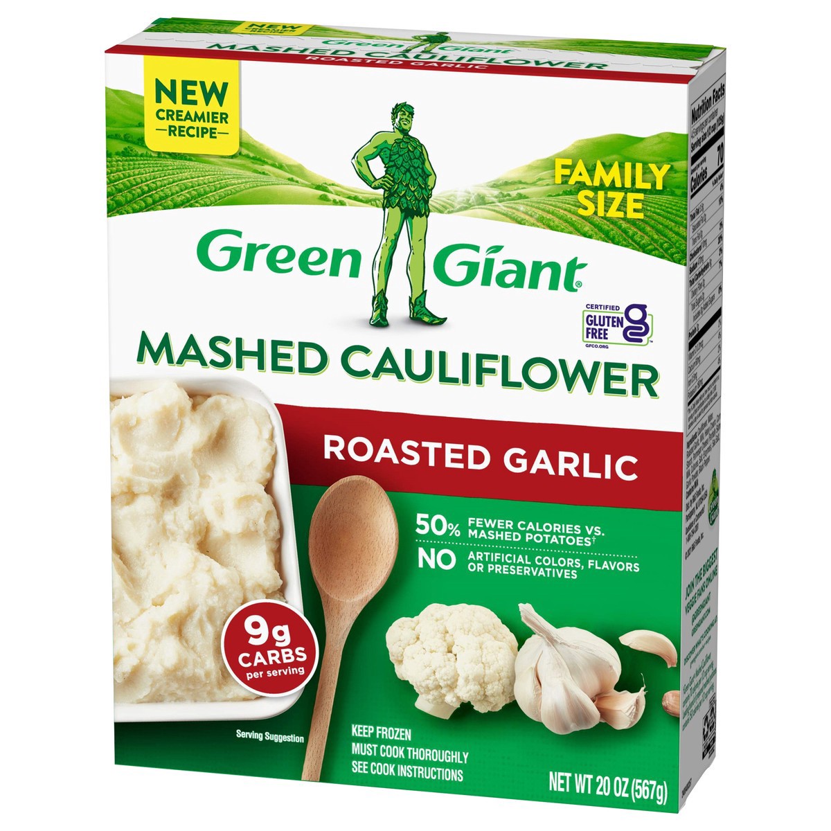 slide 3 of 9, Green Giant Roasted Garlic Mashed Cauliflower Family Size 20 oz, 20 oz