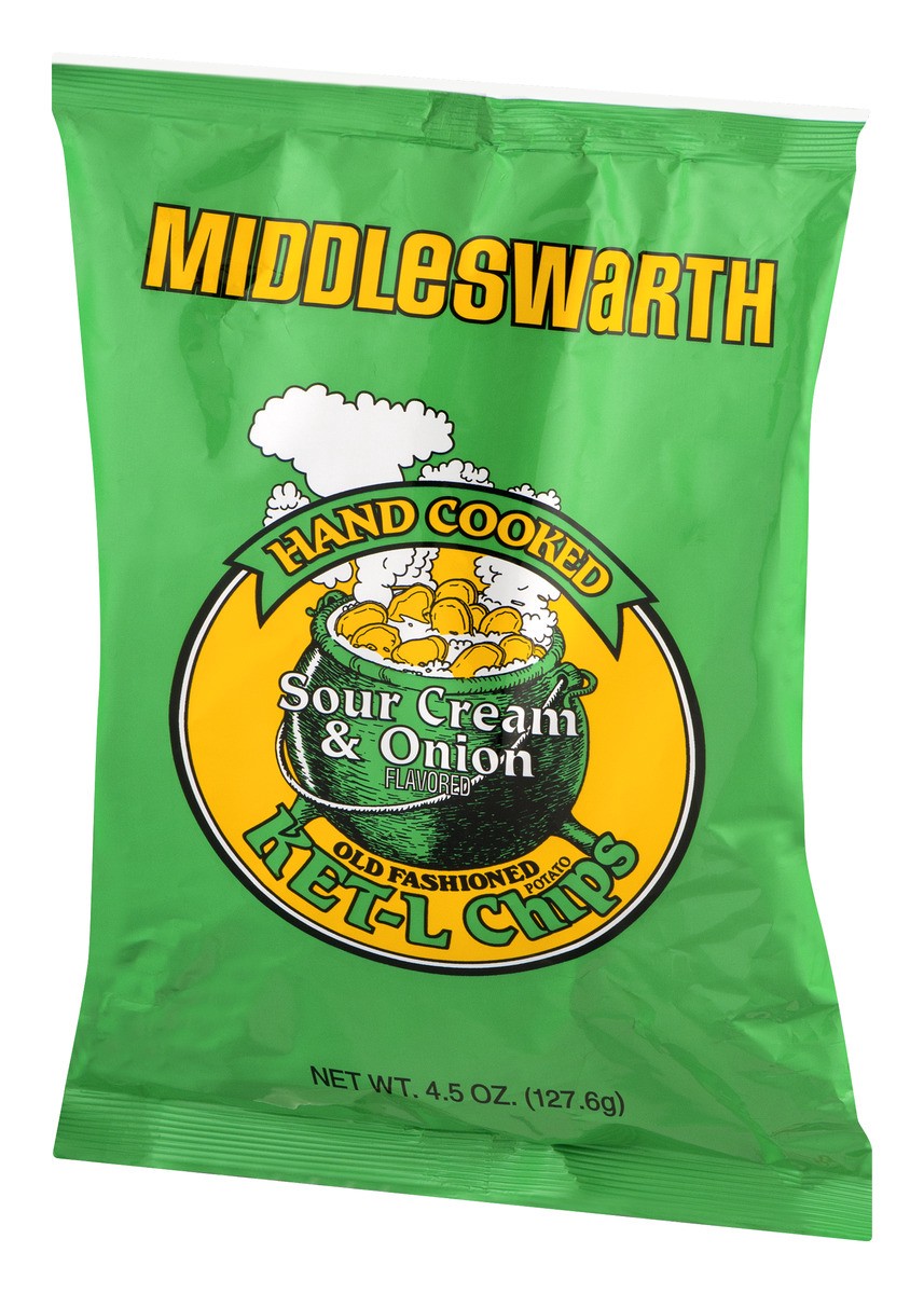 slide 9 of 9, Middleswarth Ket-L Hand Cooked Old Fashioned Sour Cream & Onion Flavored Potato Chips 3.5 oz, 4.5 oz