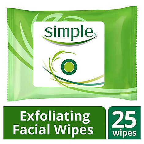 slide 1 of 1, Simple Facial Wipes Exfoliating, 25 ct