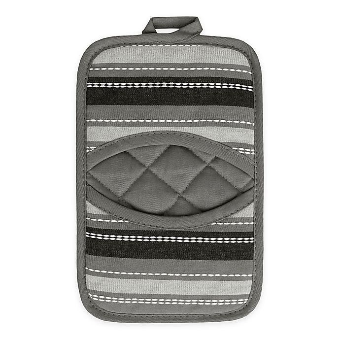 slide 1 of 1, KitchenSmart Colors Multi Stripe Pocket Pot Mitt - Mineral Grey/Caviar, 1 ct