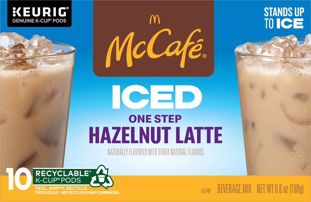 slide 3 of 7, McCafé McCafe ICED Hazelnut Latte, Keurig Single Serve K-Cups - 10 ct, 10 ct