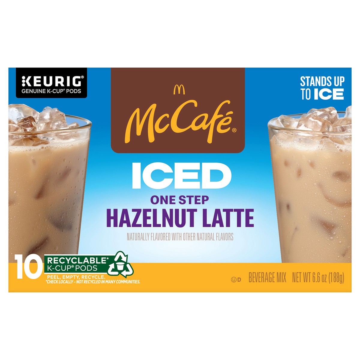 slide 1 of 7, McCafé McCafe ICED Hazelnut Latte, Keurig Single Serve K-Cups - 10 ct, 10 ct