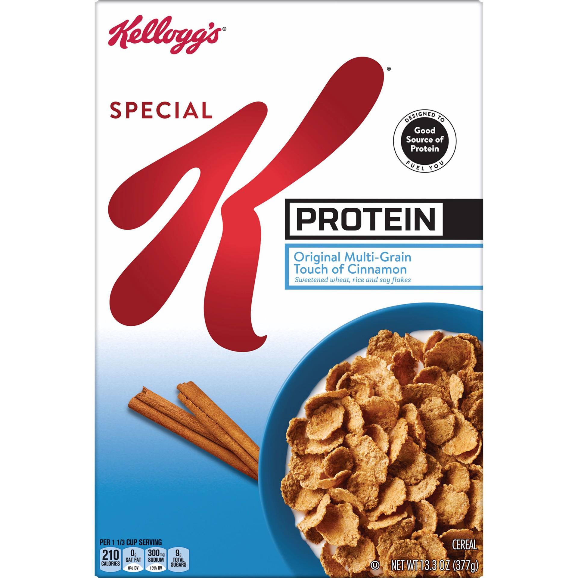 slide 4 of 5, Special K Protein Breakfast Cereal, 10g Protein, 11 Vitamins and Minerals, Original Multi-Grain Touch of Cinnamon, 13.3oz Box, 1 Box, 13.3 oz