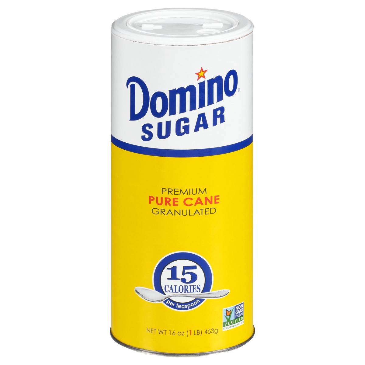 slide 1 of 9, Domino Pure Cane Granulated Sugar Canister, 16 oz