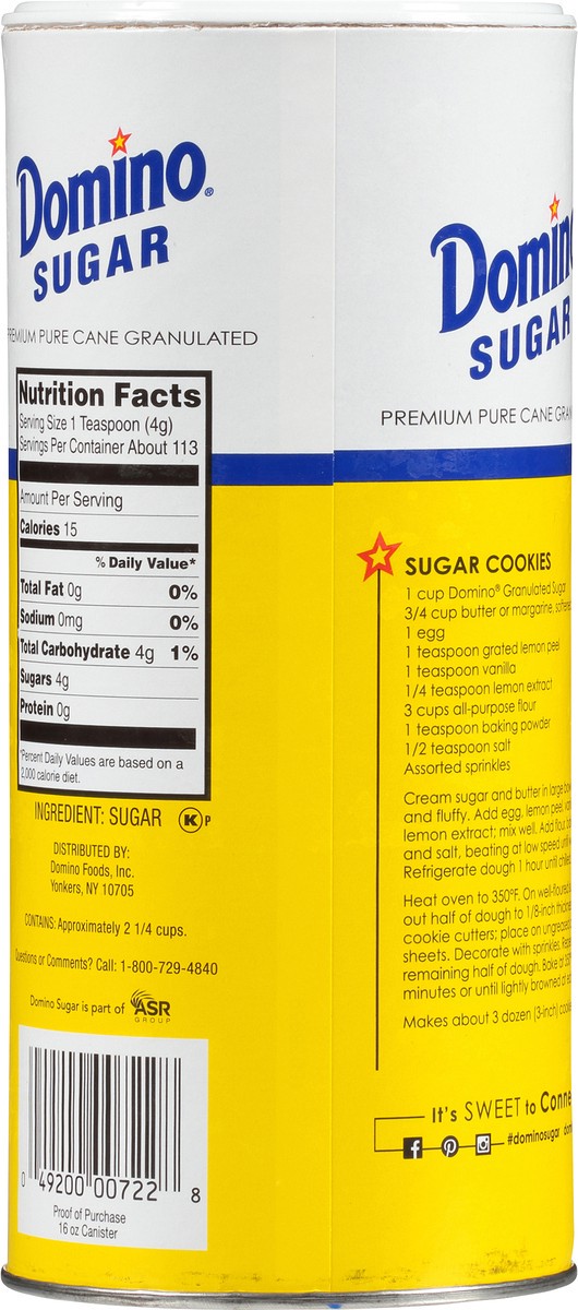 slide 5 of 9, Domino Pure Cane Granulated Sugar Canister, 16 oz
