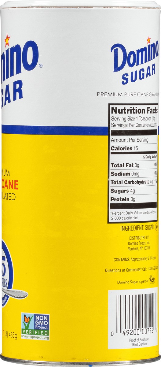 slide 8 of 9, Domino Pure Cane Granulated Sugar Canister, 16 oz