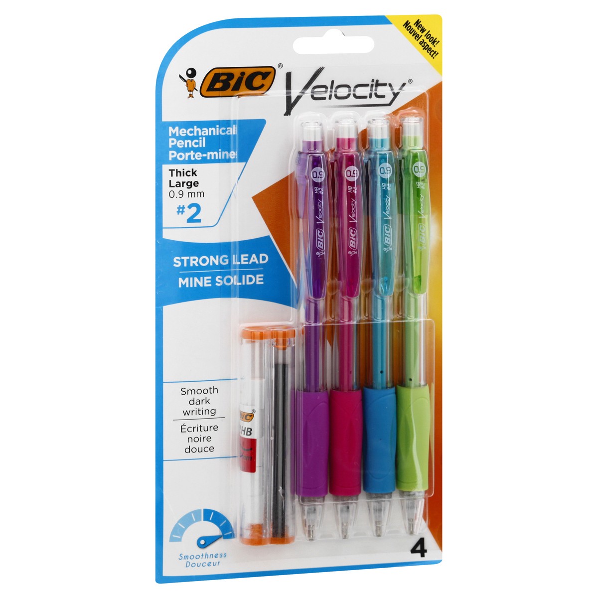 slide 3 of 9, BIC Velocity Thick Large (0.9 mm) No. 2 Strong Lead Mechanical Pencil 4 ea, 1 ct