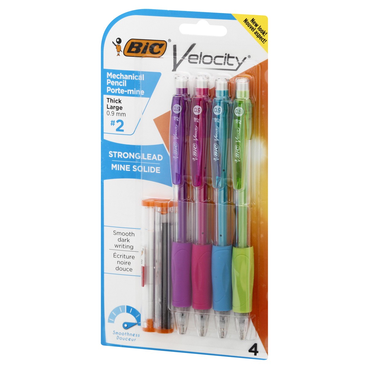 slide 4 of 9, BIC Velocity Thick Large (0.9 mm) No. 2 Strong Lead Mechanical Pencil 4 ea, 1 ct