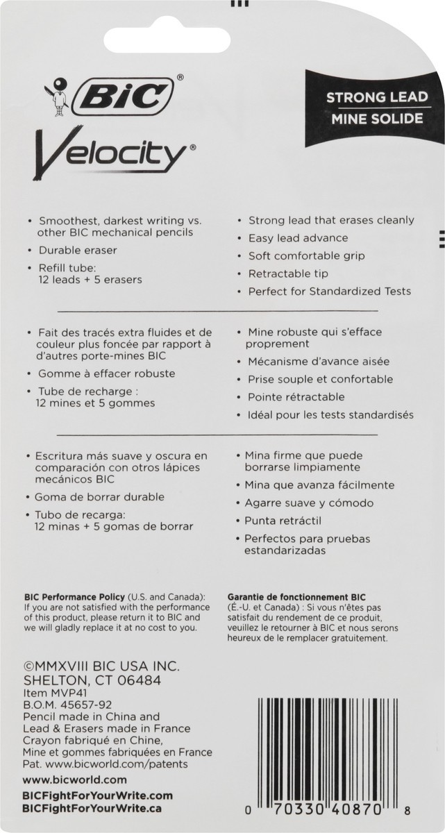 slide 2 of 9, BIC Velocity Thick Large (0.9 mm) No. 2 Strong Lead Mechanical Pencil 4 ea, 1 ct