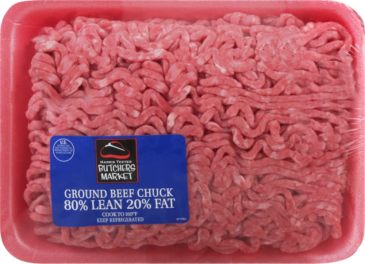 slide 7 of 13, Harris Teeter Butchers Market Chuck 80/20 Ground Beef 1 ea, per lb