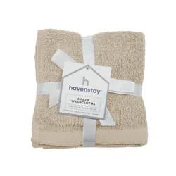 Havenstay Washcloth, 12 in x 12 in, 6 pk, Oatmeal