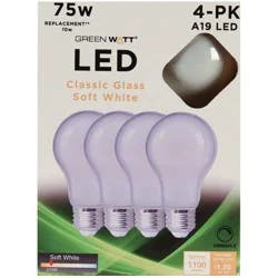Green Watt A19 75-Watt Frosted LED Light Bulbs - Soft White