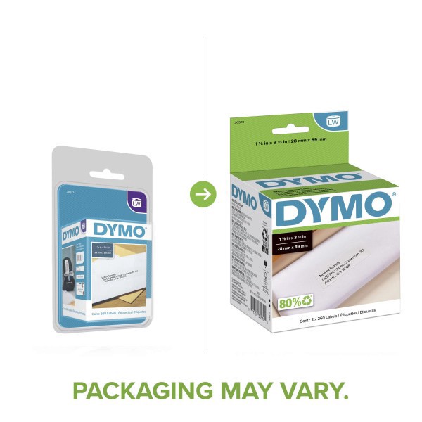 slide 7 of 9, DYMO Address Labels, 1-1/8 x 3-1/2, White, 520 ct
