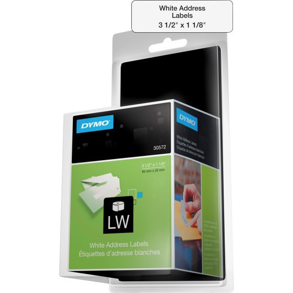 slide 3 of 9, DYMO Address Labels, 1-1/8 x 3-1/2, White, 520 ct