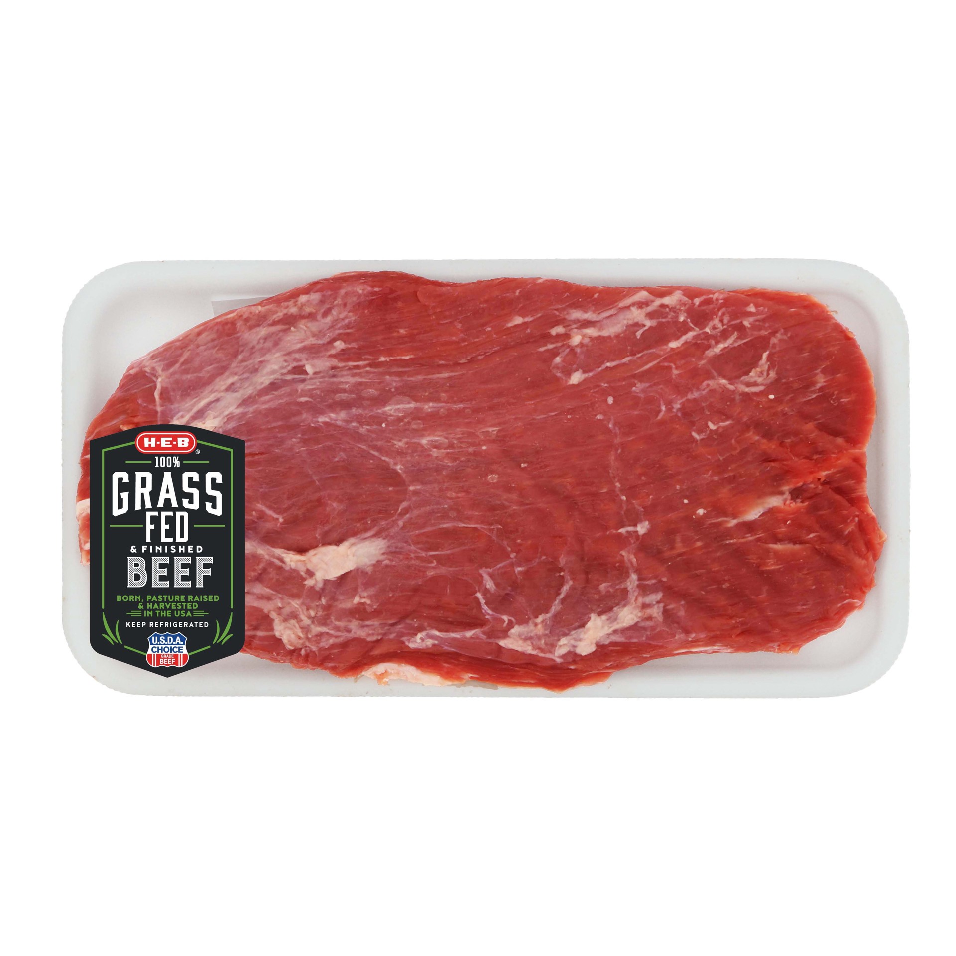 slide 1 of 1, H-E-B Grass Fed & Finished Beef Flank Steak - USDA Choice, per lb