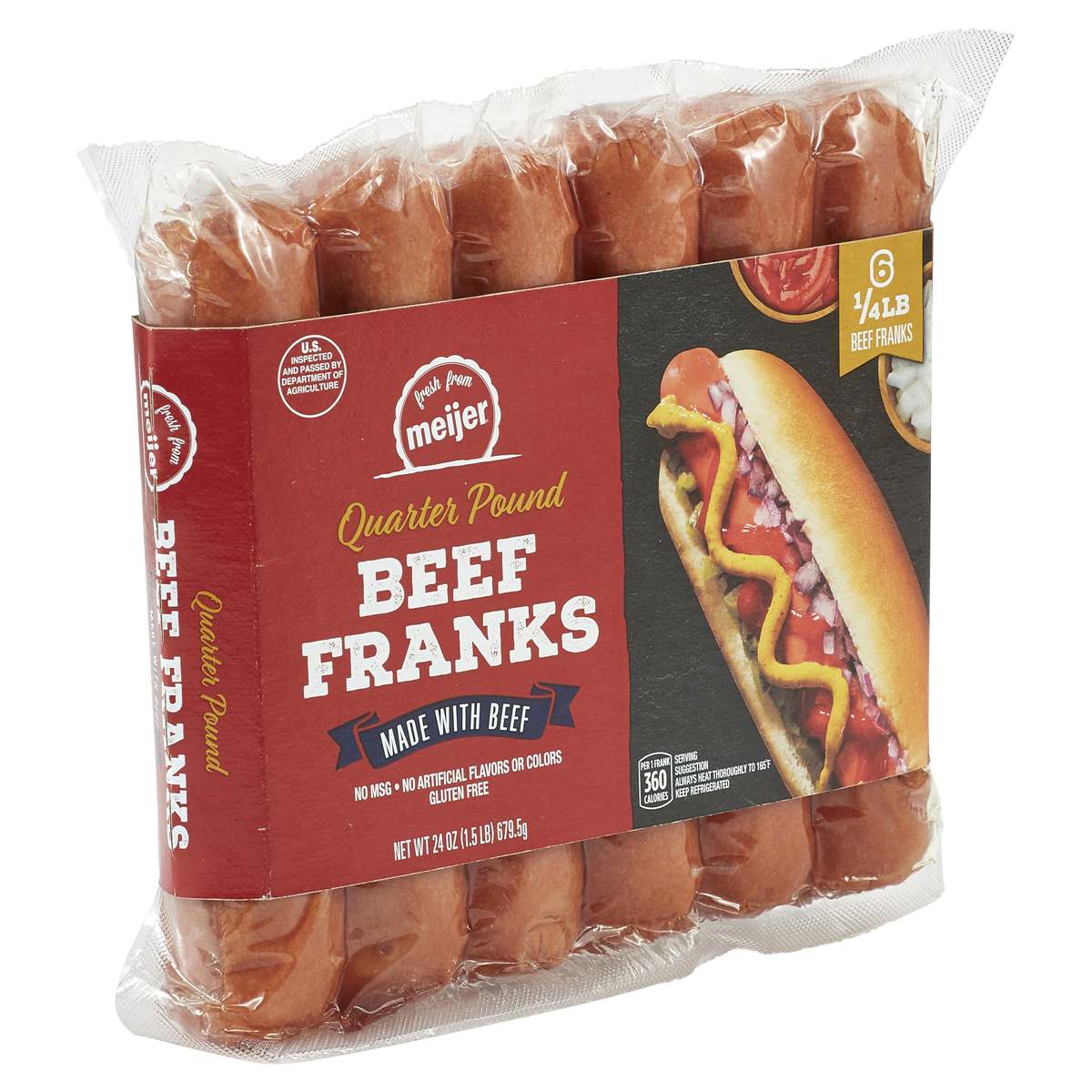 slide 9 of 29, FRESH FROM MEIJER Meijer 1/4 LB Beef Franks 24 oz., 24 oz