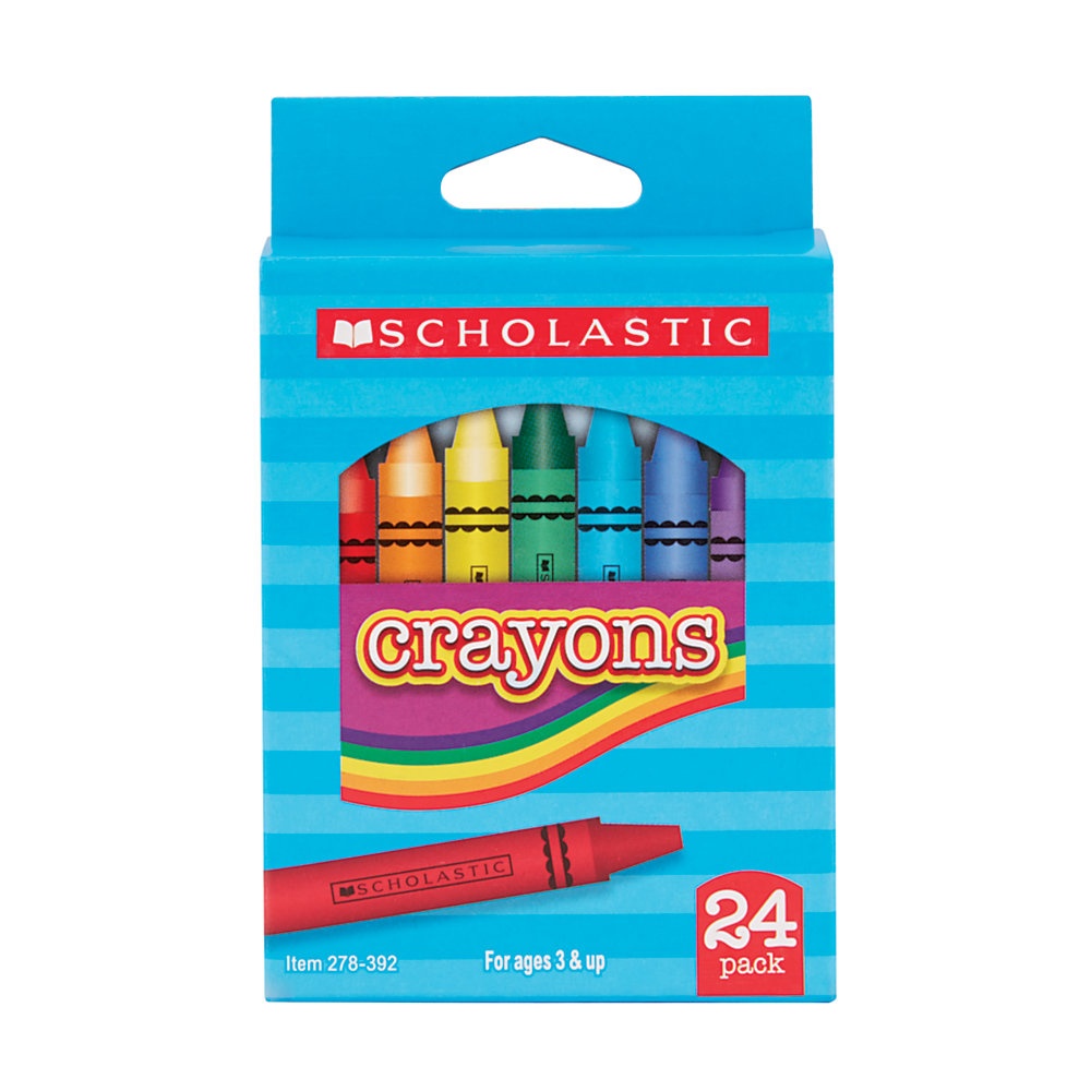 slide 1 of 1, Scholastic Standard Crayons, Assorted Colors, Pack Of 24, 24 ct