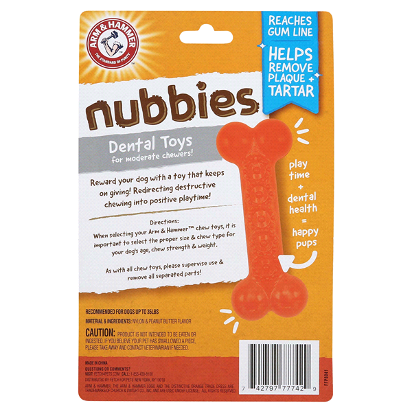 slide 4 of 5, Arm & Hammer Nubbies Classic Bone Toy, 1 ct