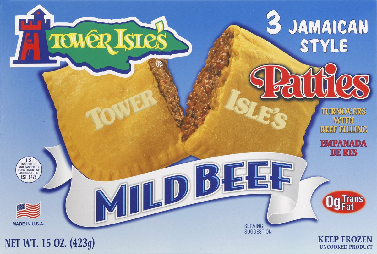 slide 4 of 4, Tower Isle's Jamaican Style Mild Beef Patty, 15 oz