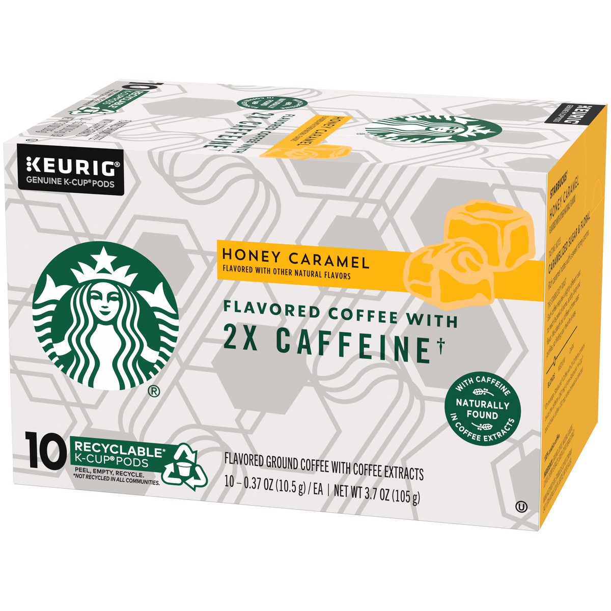 slide 11 of 13, Starbucks Flavored K-Cup Coffee Pods with 2X Caffeine — Honey Caramel for Keurig Brewers — 1 box (10 pods), 3.7 oz