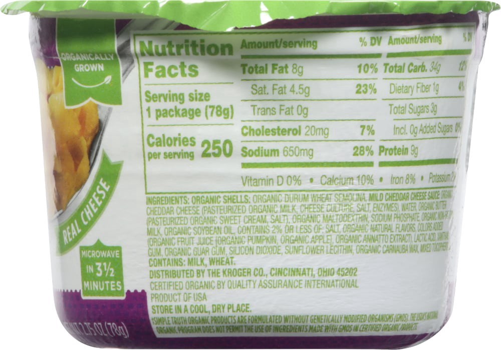 slide 3 of 4, Simple Truth Organic Shells Cheese Cup, 2.75 oz