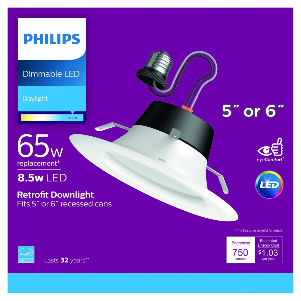 slide 1 of 1, Philips 8.5-Watt (65-Watt) Retrofit Downlight Led Light Bulb, 1 ct