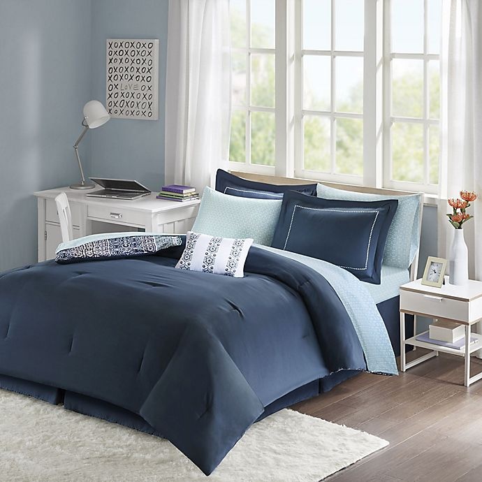 slide 8 of 14, Intelligent Design Loretta Twin XL Comforter Set - Navy, 7 ct