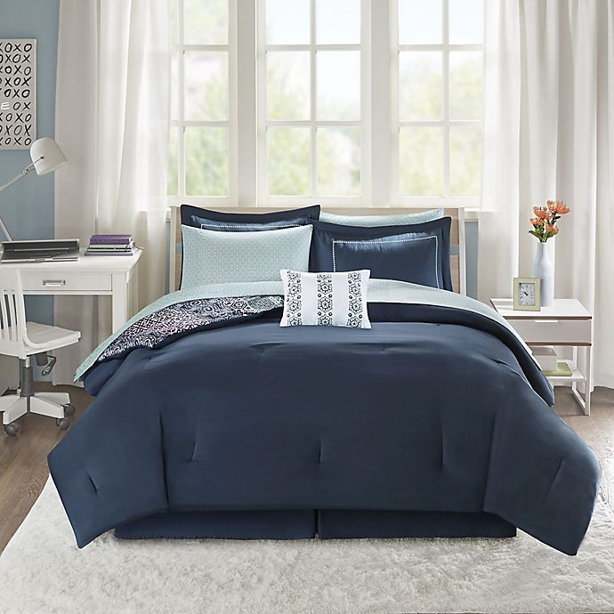 slide 9 of 14, Intelligent Design Loretta Twin XL Comforter Set - Navy, 7 ct