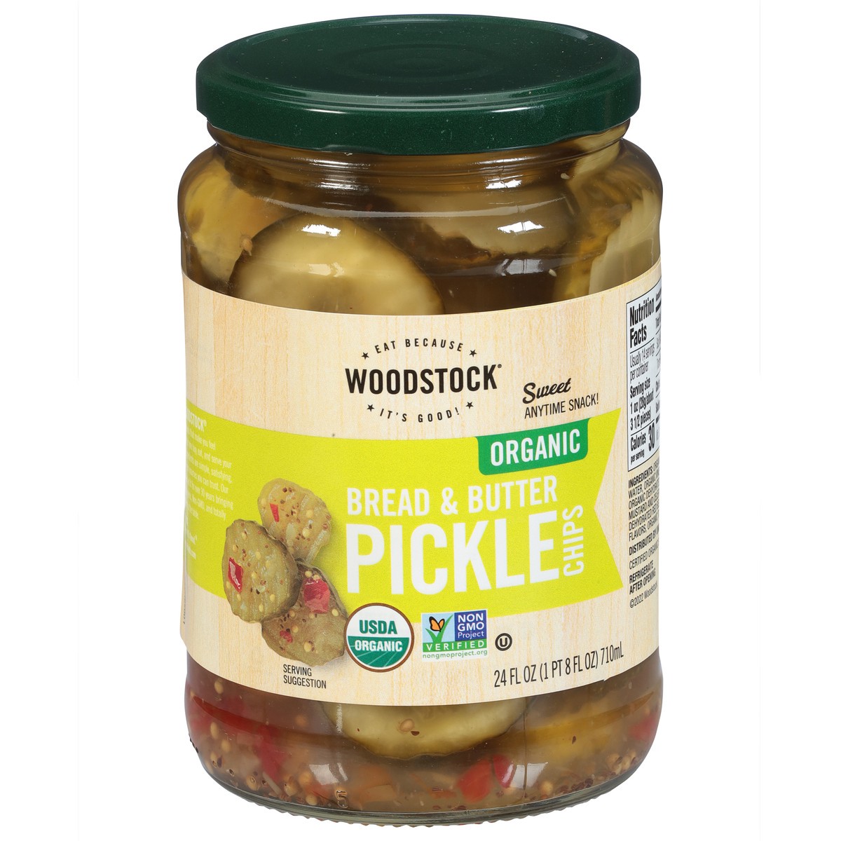 slide 1 of 9, Woodstock Organic Bread & Butter Pickle Chips 24 fl oz, 24 fl oz