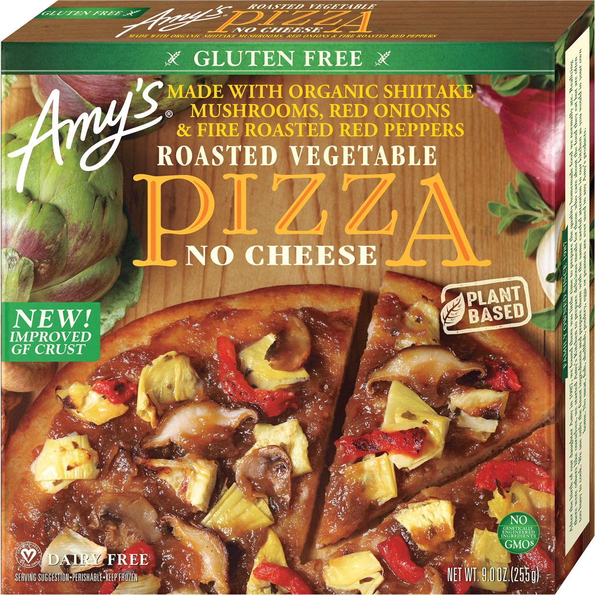 slide 1 of 1, Amy's Gluten Free Roasted Vegetable No Cheese Pizza, 9 oz