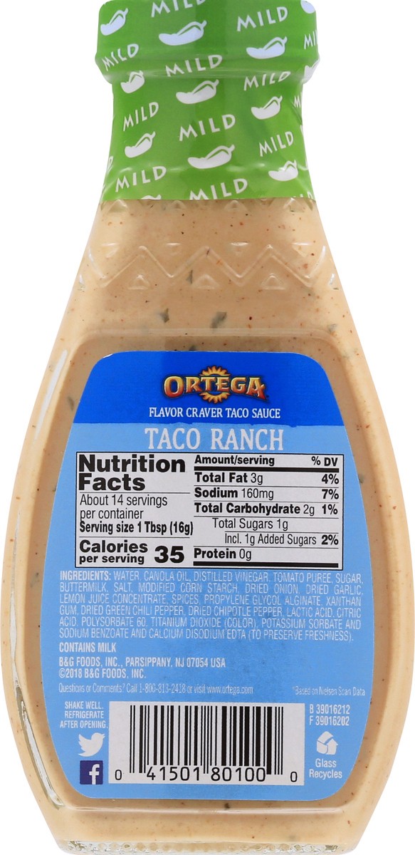 slide 4 of 10, Ortega Mild Ranch Taco Sauce 8 oz, 8 oz