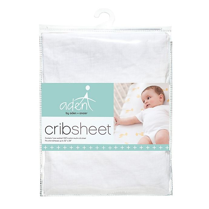 slide 2 of 2, aden + anais Fitted Crib Sheet - White, 1 ct