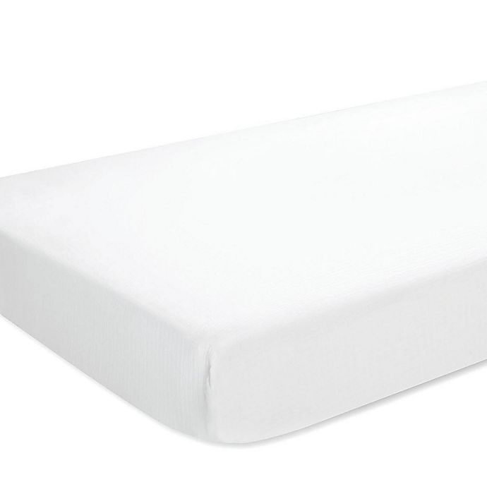 slide 1 of 2, aden + anais Fitted Crib Sheet - White, 1 ct