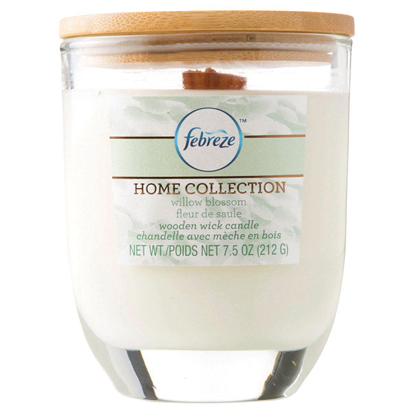 slide 1 of 1, Febreze Home Collection Wood Wick Willow Blossom Candle, 7.5 oz