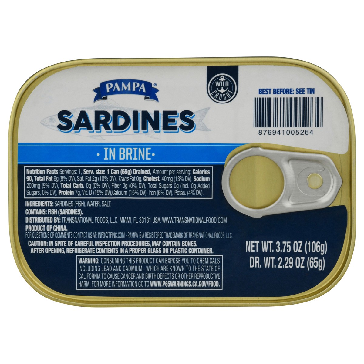 slide 14 of 14, Pampa Sardines In Brine, 3.75 oz
