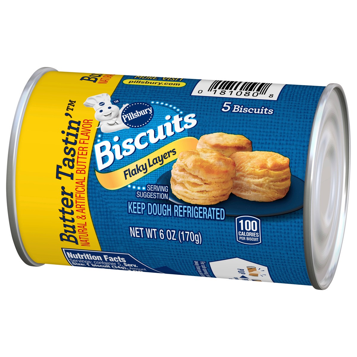 slide 6 of 11, Pillsbury Flaky Layers Butter Tastin' Biscuits, 5 ct, 5 ct