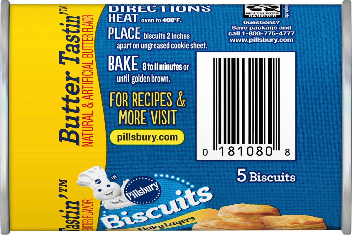 slide 8 of 11, Pillsbury Flaky Layers Butter Tastin' Biscuits, 5 ct, 5 ct