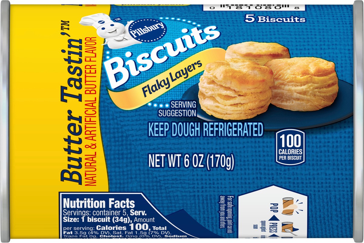 slide 10 of 11, Pillsbury Flaky Layers Butter Tastin' Biscuits, 5 ct, 5 ct