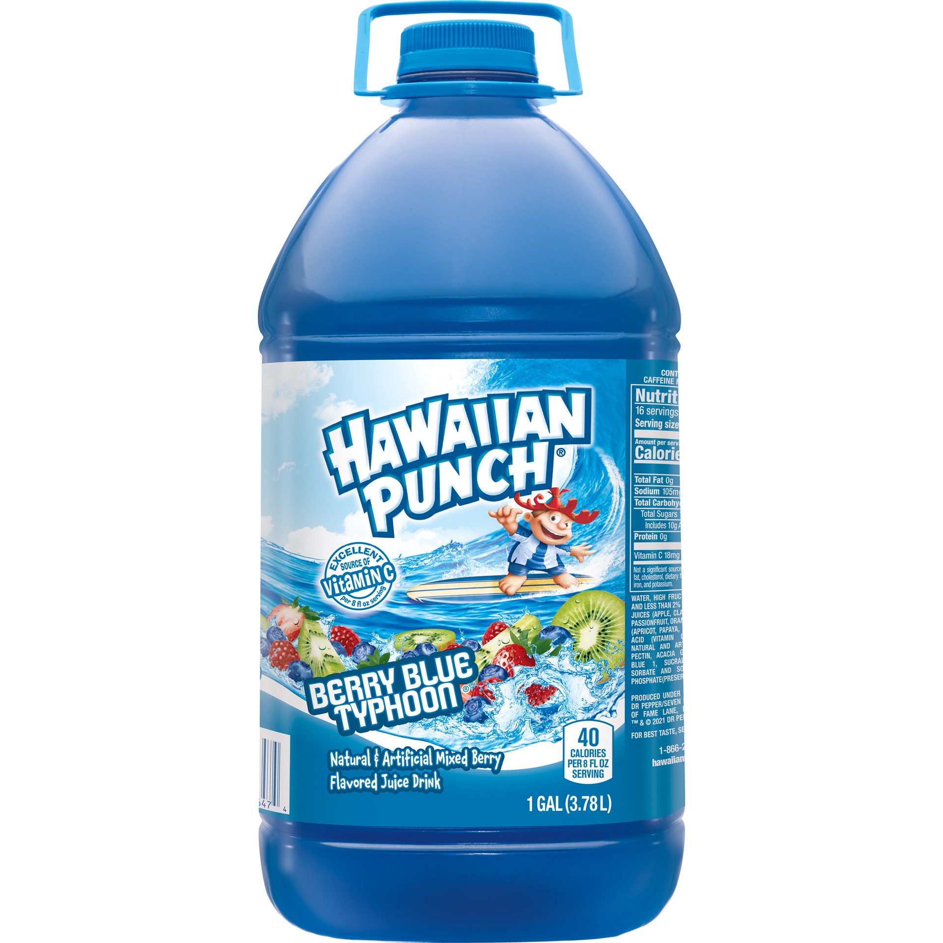 slide 6 of 6, Hawaiian Punch Berry Blue Typhoon Juice Drink 1 gl, 1 gal